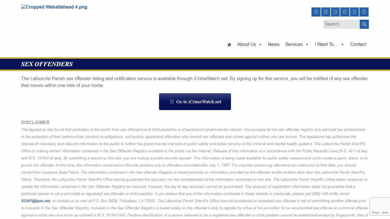 Sex Offenders – Lafourche Parish Sheriff's Office