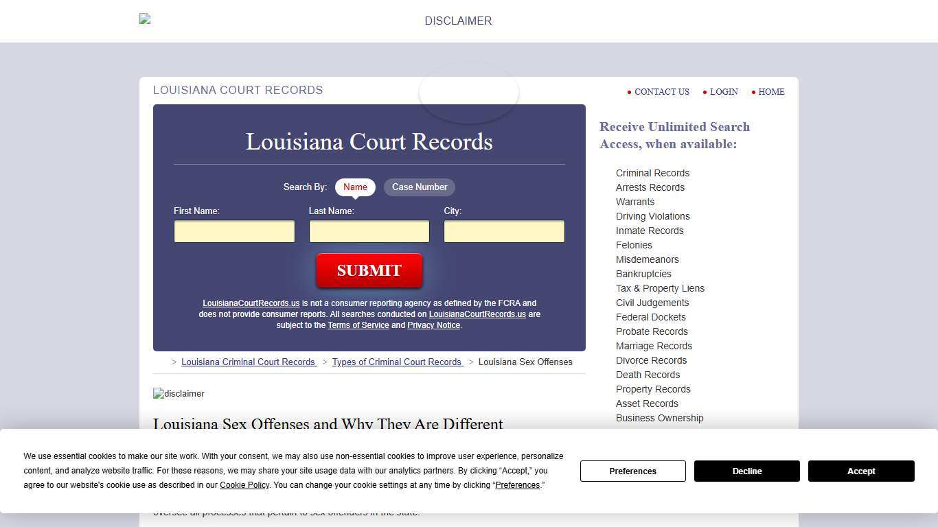 Louisiana Sex Offenses and Why they are Different LouisianaCourtRecords.us
